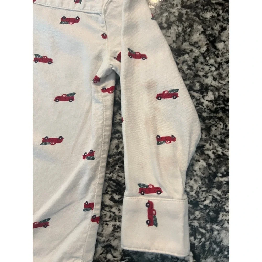 Carters Child of Mine Boys 3T Christmas Red Truck Tree Button Down Shirt (0853)